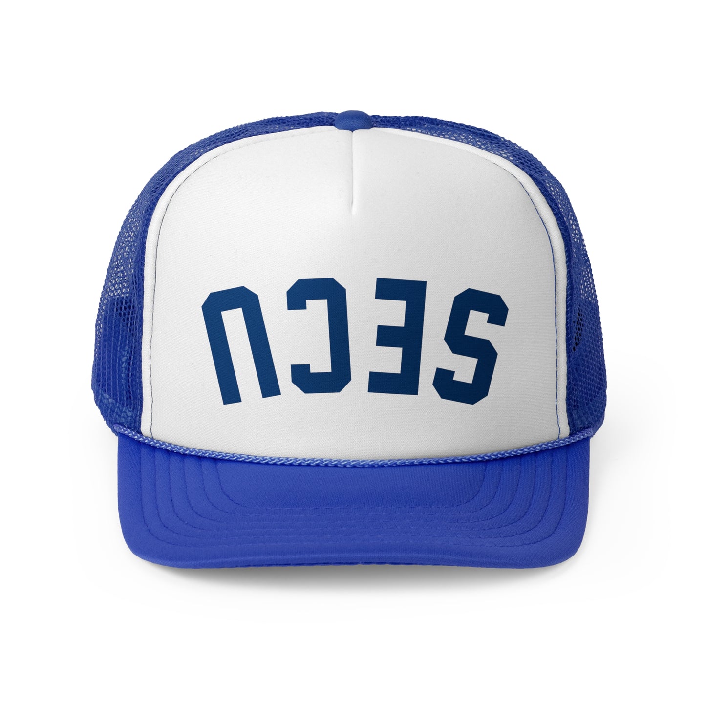 Upside Down SECU Blue/White Foam Trucker Hat